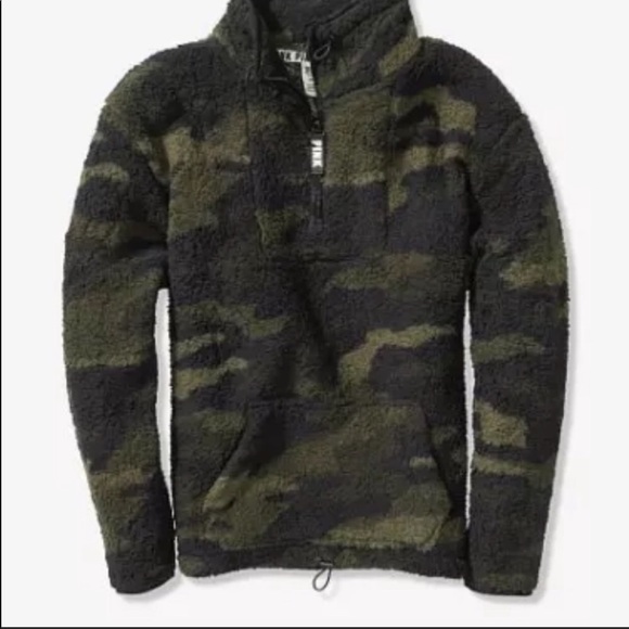 Victoria’s secret pink Sherpa pullover camp M or L - Picture 1 of 3